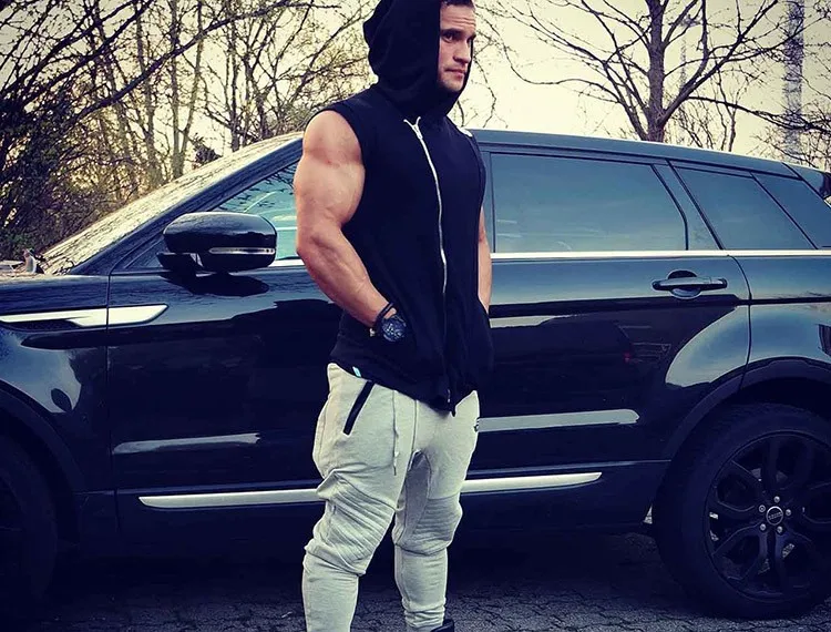 Mens Gym Shark Hoodies Sleeveless Hooded Bodybuilding Fitness Vest Hoodie Sweatshirts Gym Tops Masculina Hombre Muscle Sportwear (1)