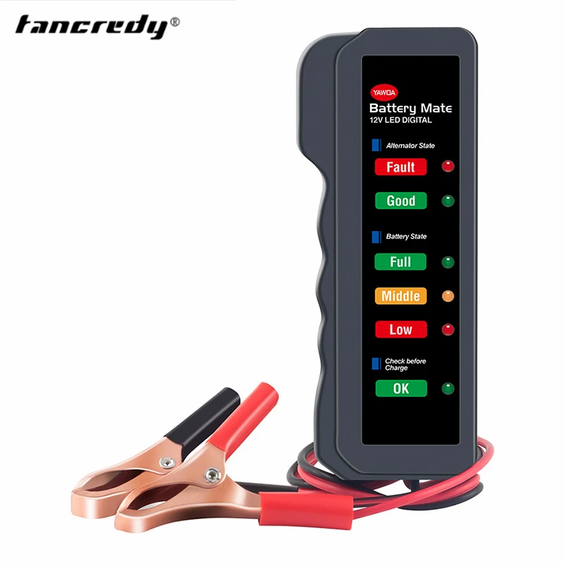 

12V Car Battery Tester Digital Alternator Check Battery Tester LED Light Display Auto System Diagnostic Tool For Car Accessories