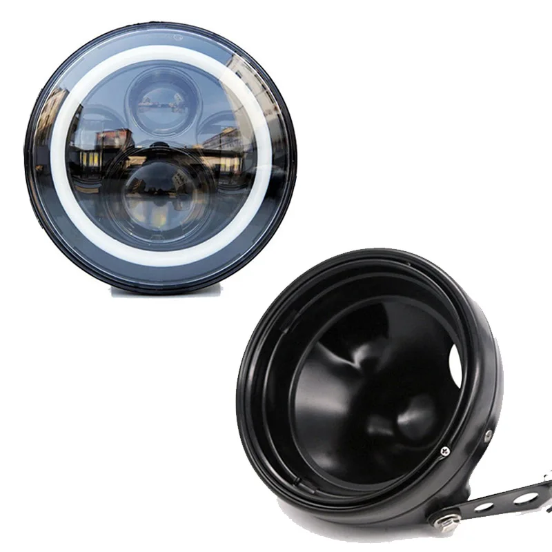 

7 Inch 45W DOT SAE E9 Motorcycle 883 Headlamp with angle eye Led 883 Headlight 7inch housing bucket trim ring