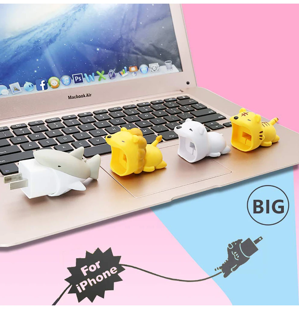 DROPSHIPPIN большая защита для кабеля "укус" для Iphone большой кабель Chompers аксессуар для телефона, держатель-органайзер милые животные кукла игрушка подарок