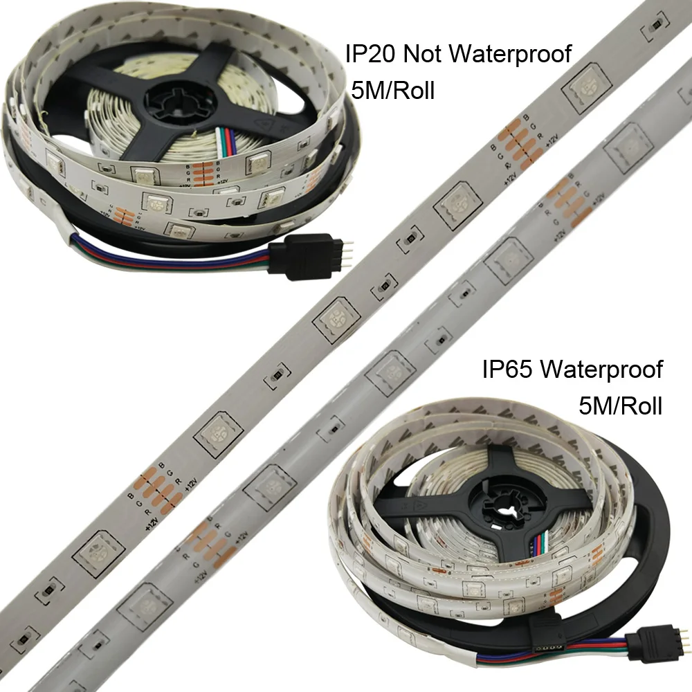 RGB Светодиодная лента 5050 SMD DC 12 В Гибкая светодиодная Диодная fita 5 м 10 15 Led s неоновая