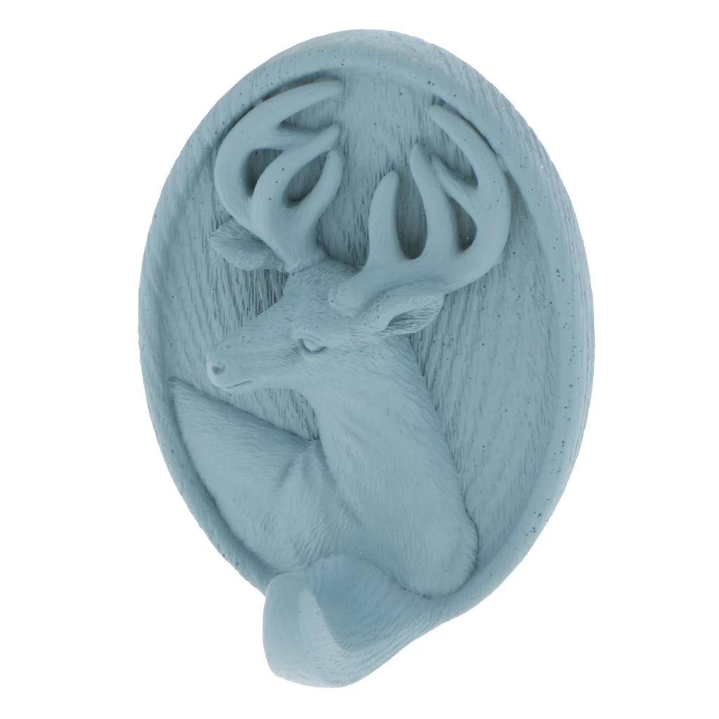 MagiDeal Nordic Self-adhesive 3D Resin Deer Head Wall Mounted Hanger Coat Key Robe Hook Decorative Cloth Bag Holder Pink Blue