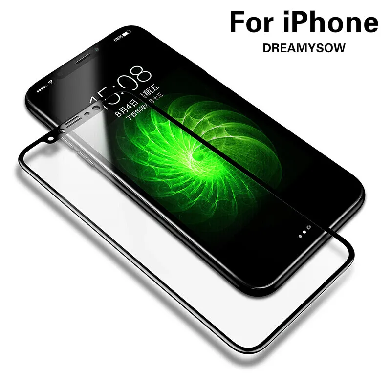 HD полное покрытие закаленное стекло для iphone X 5 5S SE 5C 6 6s Plus 7 8 XS MAX XR Защитная пленка