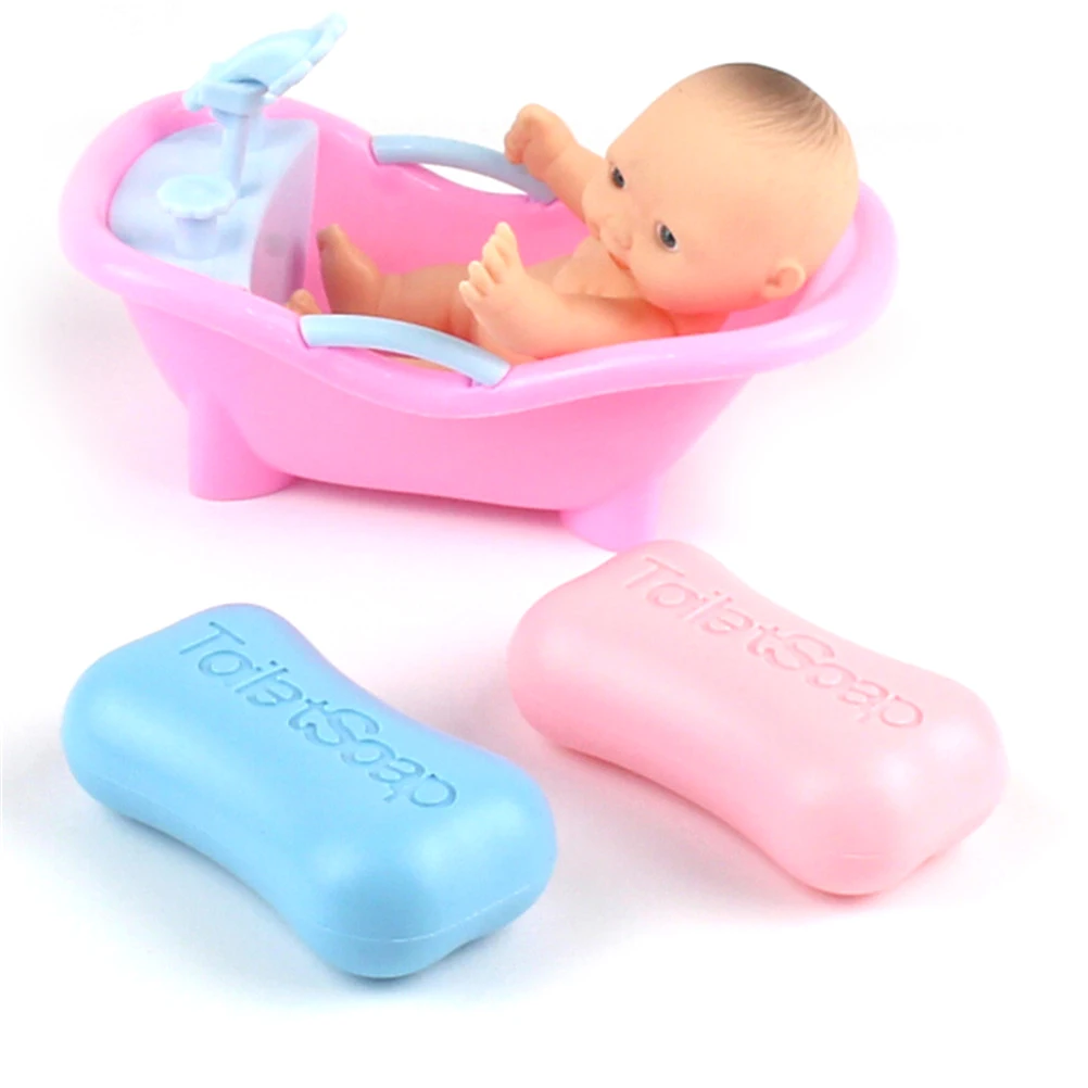 Мини имитация мыла кукольный дом Миниатюрный подарок синий+ розовый 8 см 2 шт Кукольный дом аксессуары для ванной комнаты детские игрушки