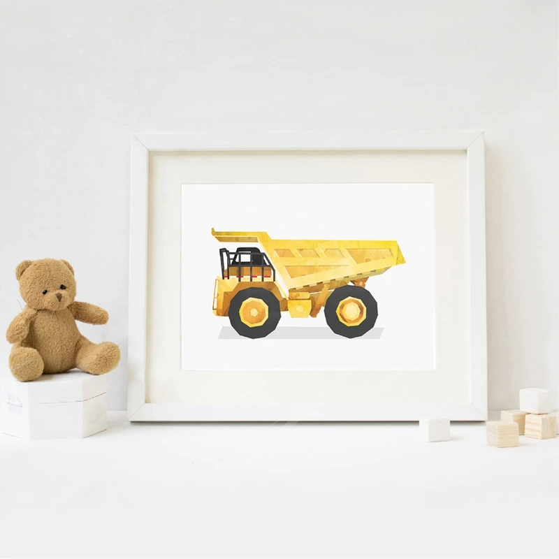 Dumper Truck Poster Toddler Boy Room Decor
