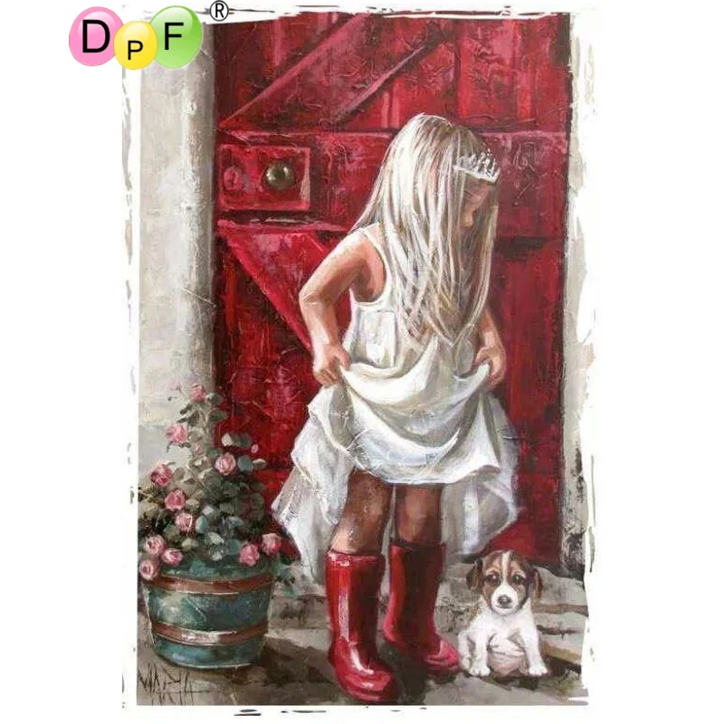 

DPF DIY Little girl 5D square diamond embroidery crafts 3D diamond painting cross stitch home decor wall painting diamond mosaic