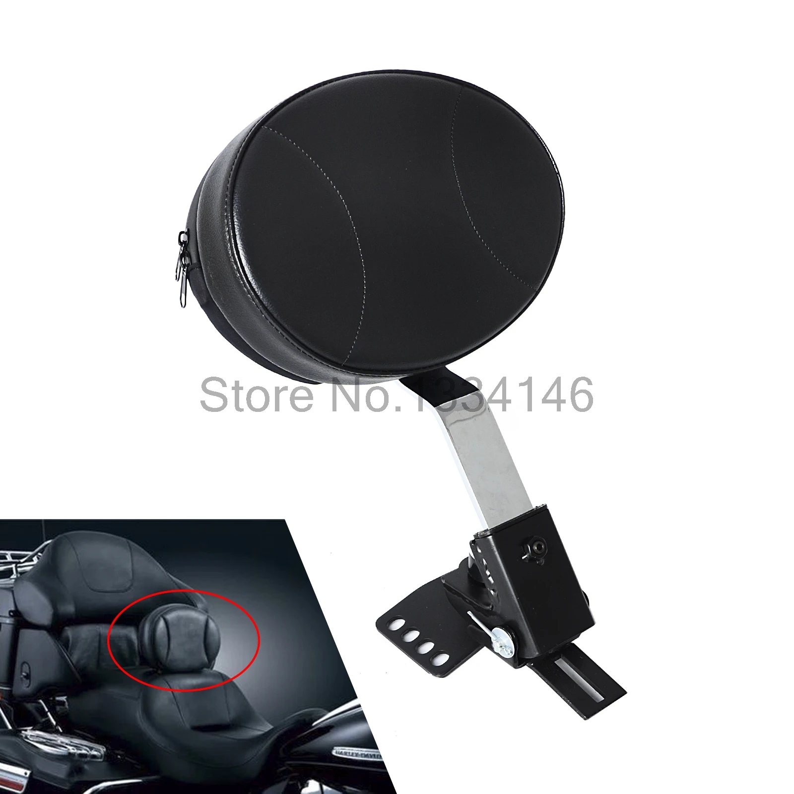 PU Detachable Adjustable Rider Driver Backrest Pad For Harley Davidson