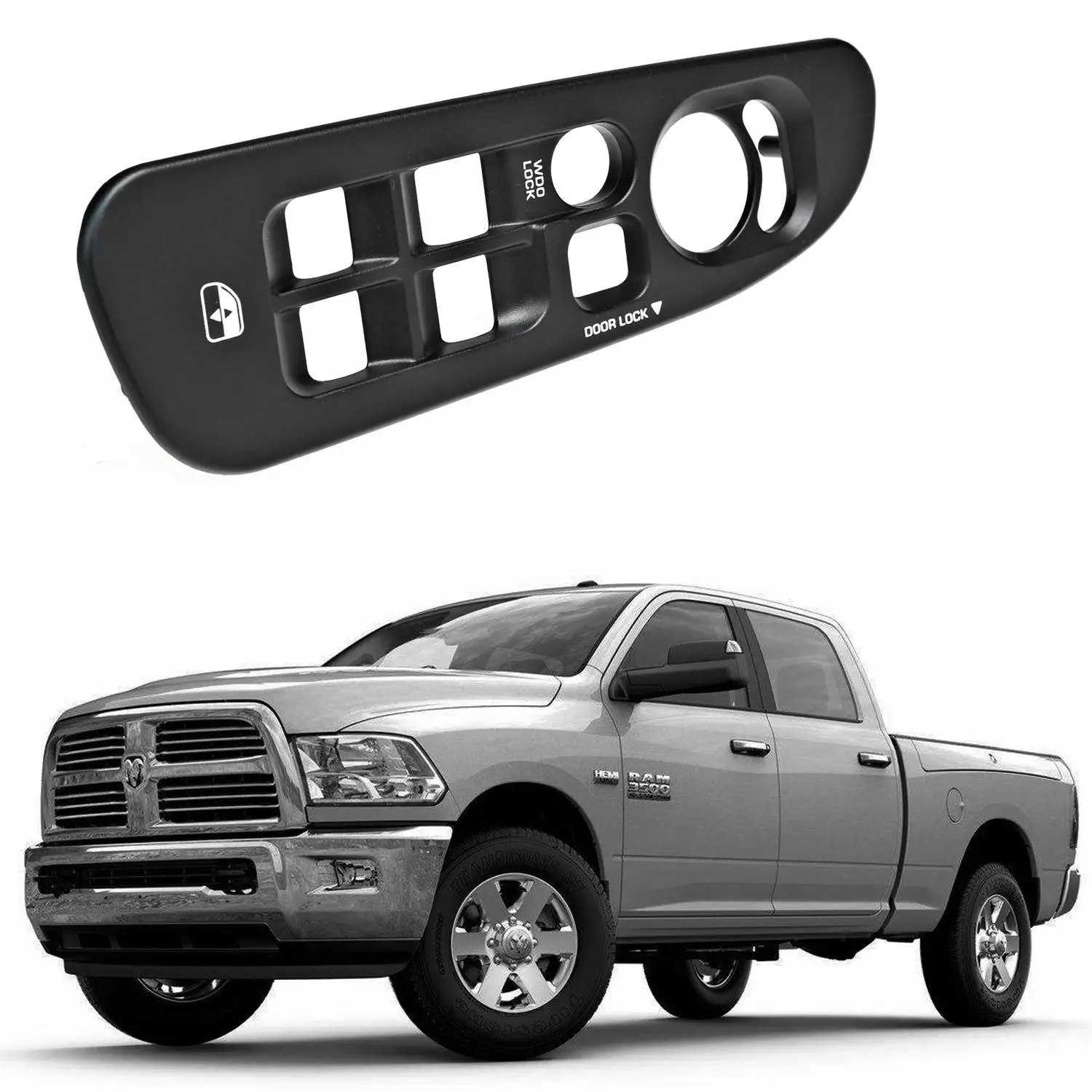 2500 Master Window Switch Bezel fits 02-05 Dodge Ram 1500 3500 QUAD CAB D BLK