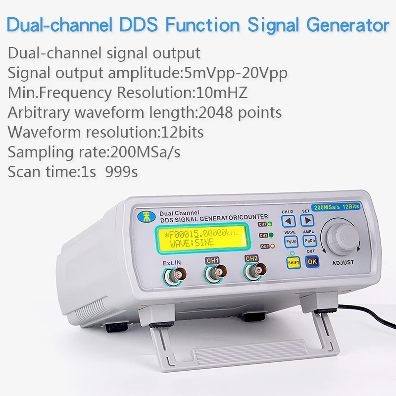 Kuaiqu 20 МГц DDS двухканальный функция генератор сигналов произвольной формы генератор 200MSa/s 12 бит частотомер Горячая