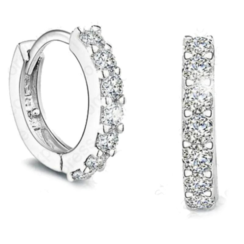 

PATICO Newest Luxury Romantic Women Jewlerys 925 Sterling Silver Rhinestone Crystal Hoop Earrings Wholesale