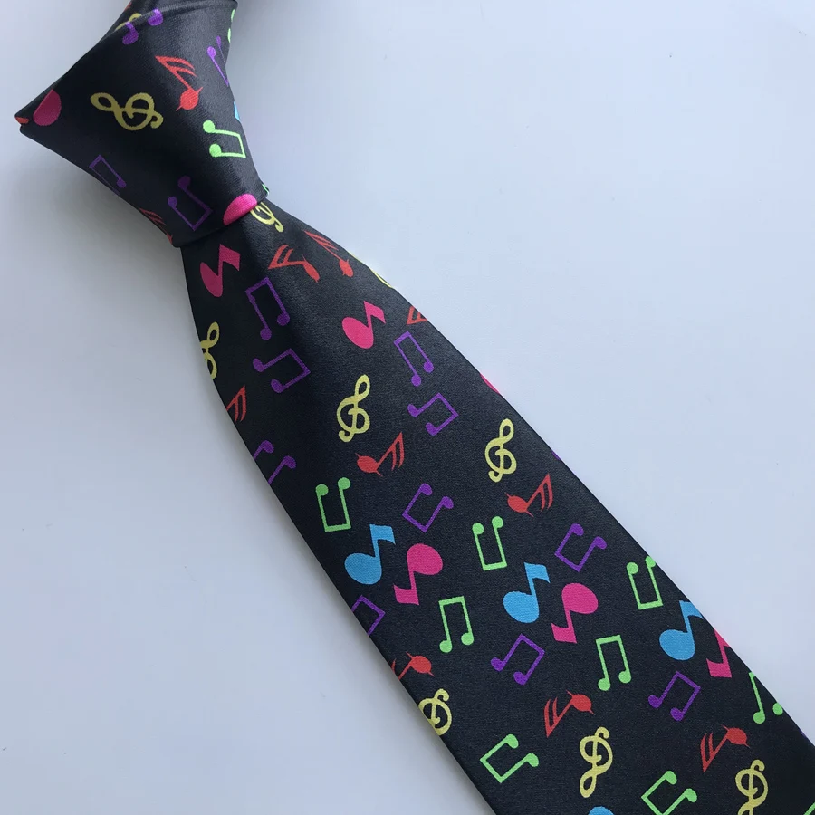 9 см мужской Уникальный дизайнерский музыкальный галстук, музыкальный галстук, музыкальная музыка, черные галстуки с красочными нотами