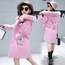 Children’s clothing 2018 new winter coat girl coat woolen Korean version of the thicker child in the long coat