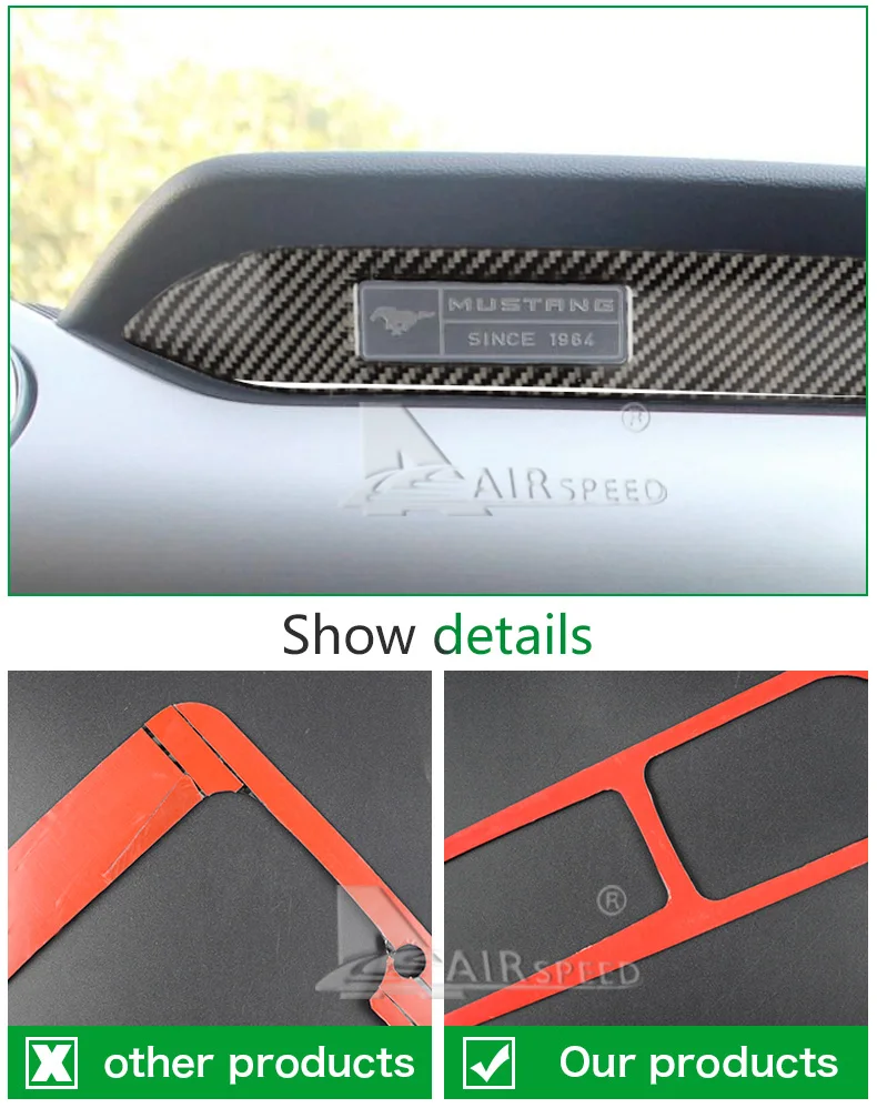 For Ford Mustang Carbon Fiber Interior Car Dashboard Decoration Strip (6)