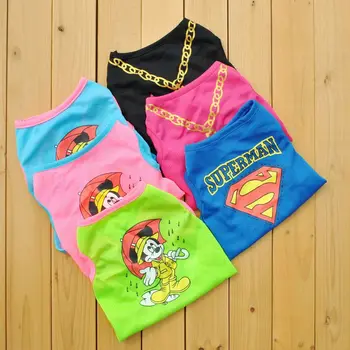 

hot cotton cheap dog clothes Pet clothing mesh breathable summer dog vest variety patterns optional dog shirt for small dog