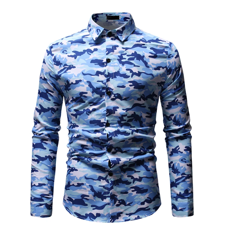 Mens 3D Camouflage Print Shirt Men 