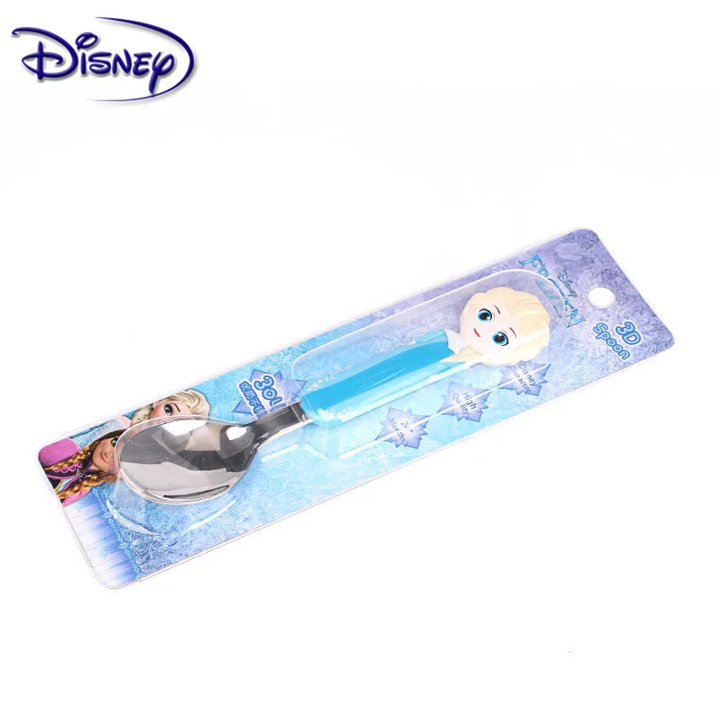 Disney Baby Tableware Anna/Aisha/McQueen/Stitch Children Spoon Set Stainless Steel Baby Cute Cartoon Spoon