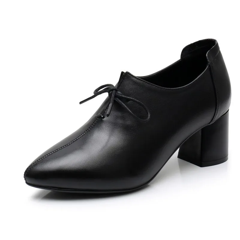 DRFARGO/модельные туфли из натуральной кожи с острым носком; женские слипоны; сезон весна-лето; брендовые туфли для офиса; высококачественные туфли на высоком каблуке; 2891 - Цвет: 2891 black