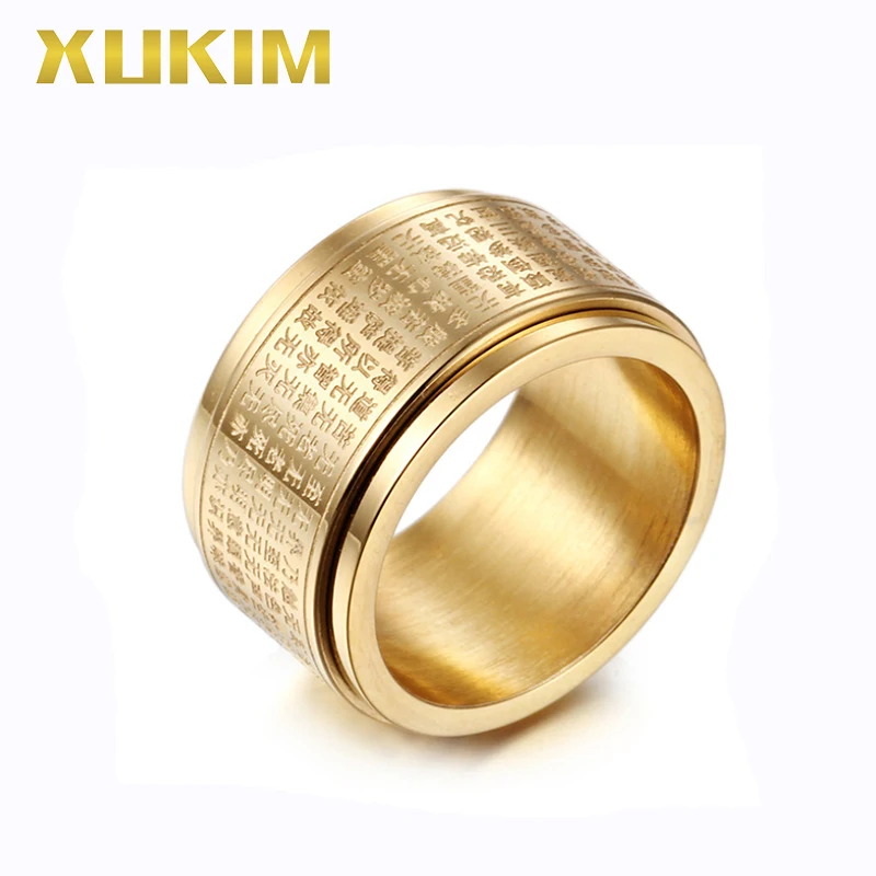 

TSR222 Xukim Jewelry stainless steel ring gold titanium ring rose gold ring new hot heart sutra ring