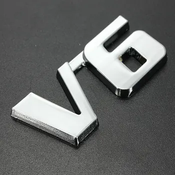 

V6 3D Chrome Car Badge Sticker Decal Emblem Trunk Side Logo ABS Auto Adhesive