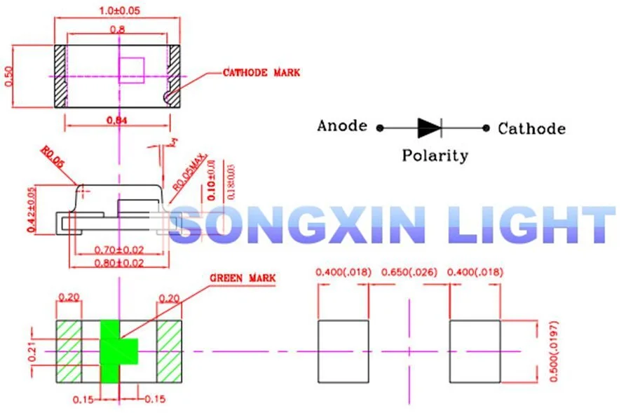 50 шт. 0402 1005 SMD светодиодный чип с зеленой поверхностью|light emitting diode|emitting diodesmd led |