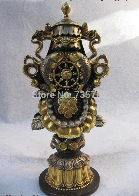 

001013 100% Bronze 24K Gold Gild silver-gilt Buddhism Tibetan eight treasures vestment