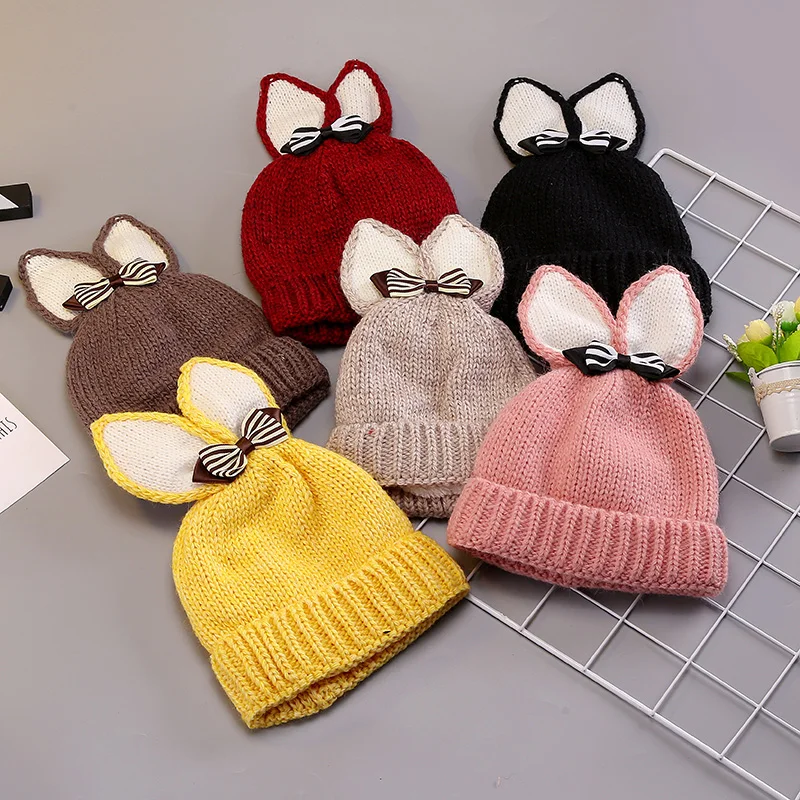 Детская шерстяная шапка с ушками кролика на осень/зиму|baby hat|knitted baby hatknitted |