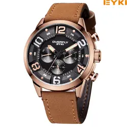 EYKI пояса из натуральной кожи водостойкие мужские часы PU ремешок спортивные часы для мужчин Роскошные Кварцевые часы montre homme reloj E3068