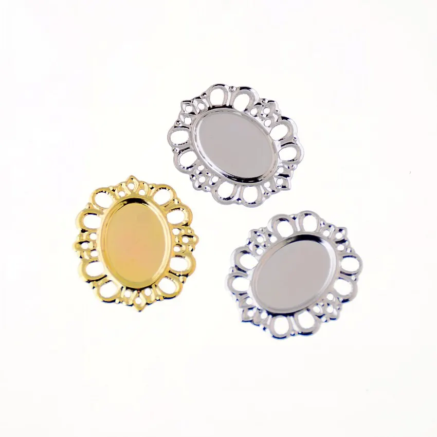 

Free shipping Retail 30Pcs Filigree Oval Cabochon Setting Wraps Connectors Decoration DIY Embellishments 30x26mm