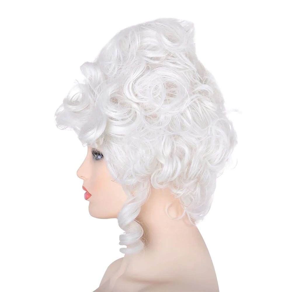 Дамы Белый барокко причудливое платье парик Марии Антуанетты 18-й век Французский Королева викотрия театральный костюм парик кудрявые волосы