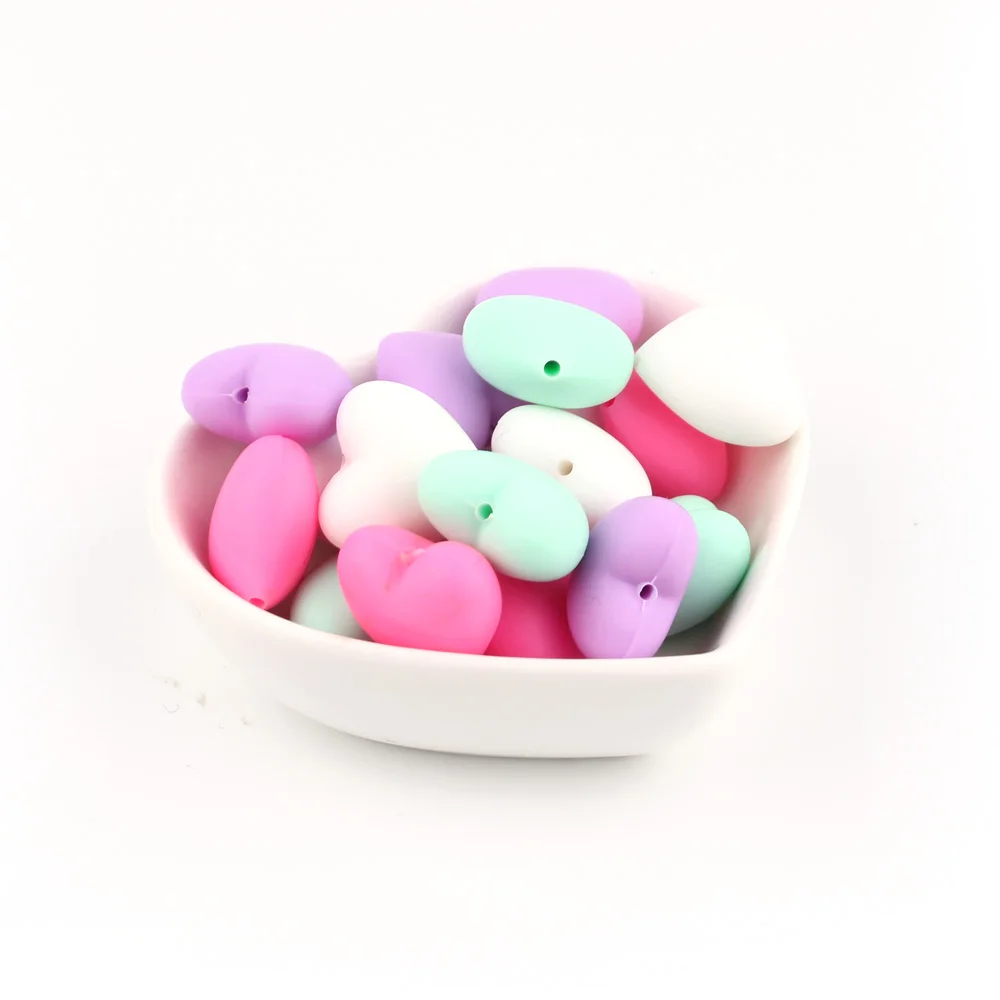 TYRY. HU 20 шт пищевого качества силиконовые бусины в форме сердца без бисфенола детские игрушки для ухода за ребенком инструменты для ожерелья Детские бусины для прорезывания зубов подарок для душа - Цвет: A