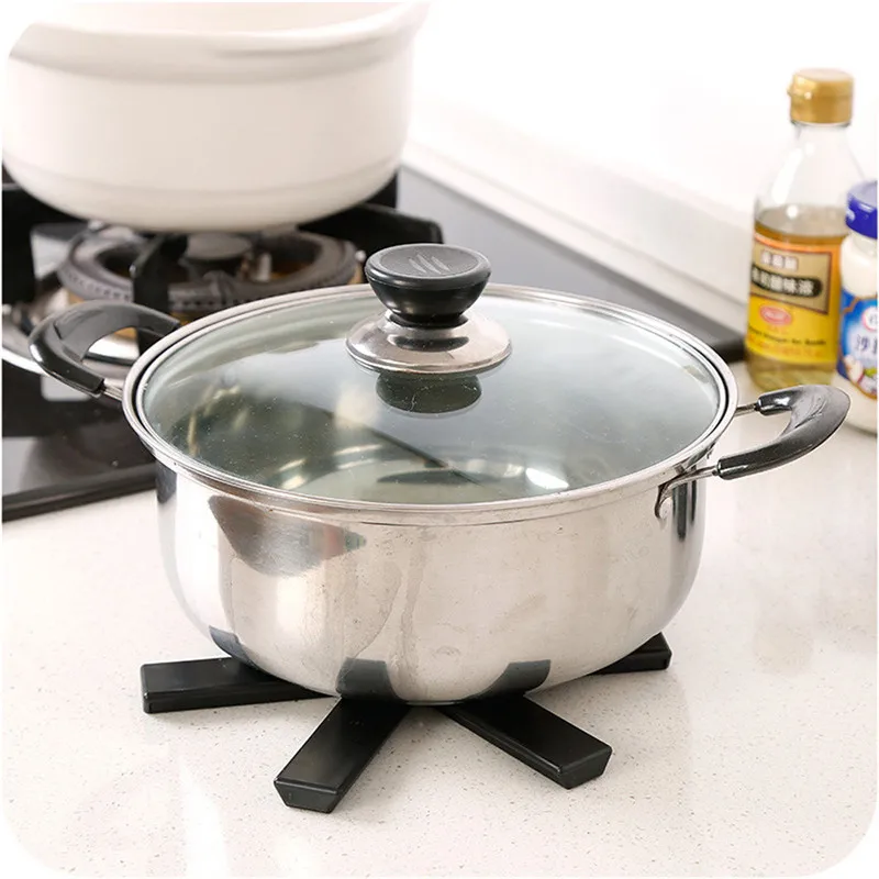 Для дома и кухни аксессуары для кухни черный складной нескользящий термостойкий Коврик Trivet Pan кухонный коврик-держатель кухня