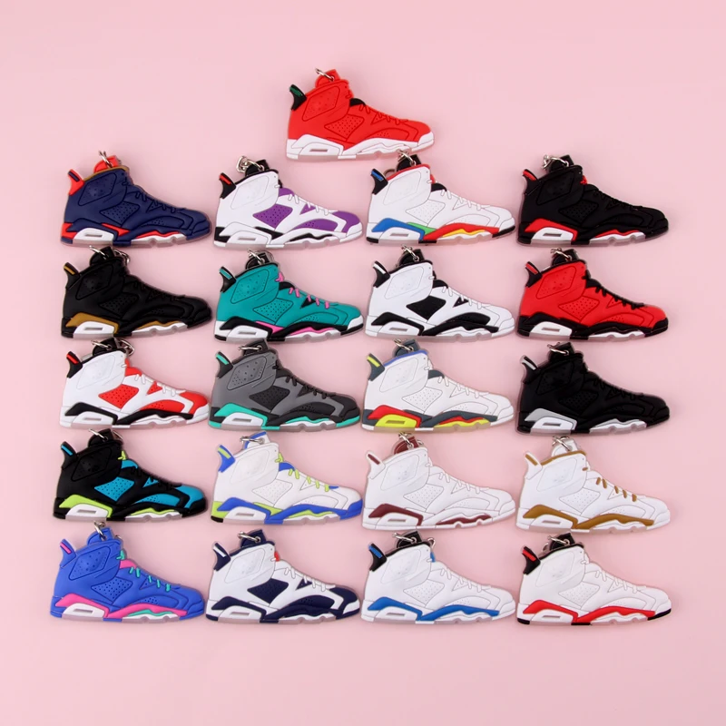 

Keychain New Exotic Mini Jordan 6 Retro Shoe Key Chain Men and Women Kids Gift Keyring Basketball Sneaker Key Holder Porte Clef