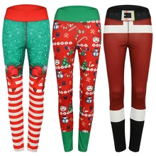 Рождественские, с принтом, женские спортивные Леггинсы с высокой талией, рождественские штаны для йоги, бега, женская спортивная одежда, леггинсы для фитнеса, тренажерного зала, тренировок