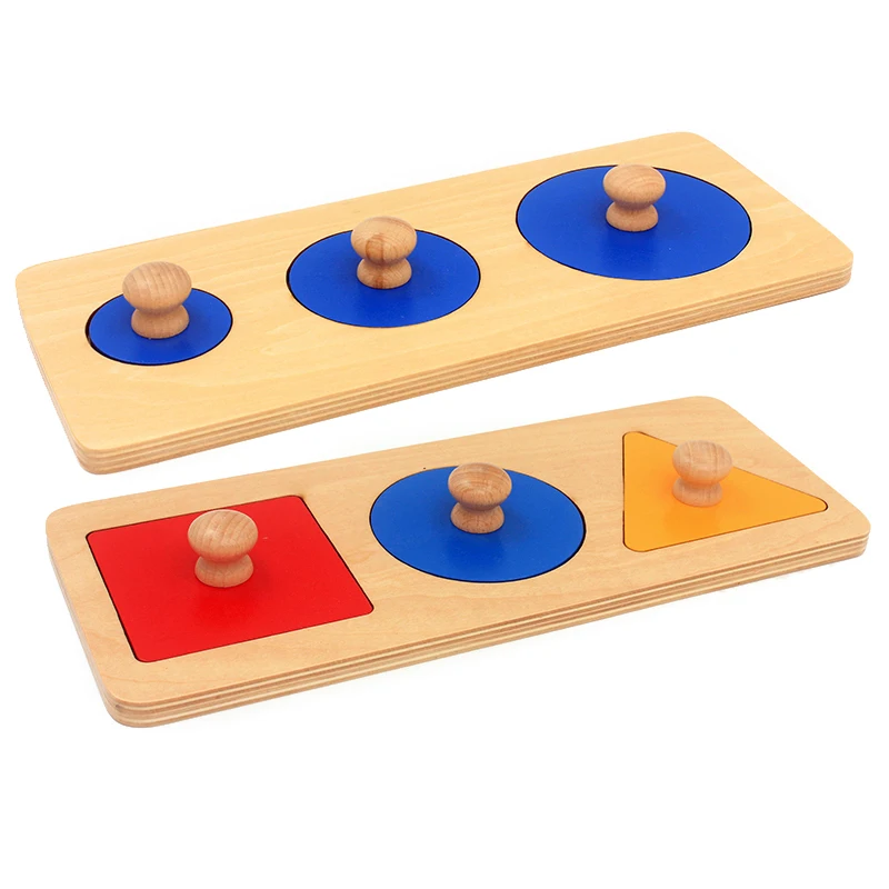Baby Montessori Sensory Toys Wood Multiple Shapes Multiple Circle Square Triangle Learning Educational Toy for Toddlers 2-4 Year