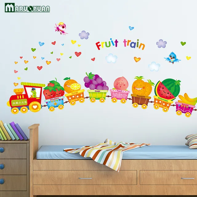 YunXi Felice Animali Frutta Piccolo Treno Adesivi Camera Dei Bambini ... YunXi Felice Animali Frutta Piccolo Treno Adesivi Camera Dei Bambini ...