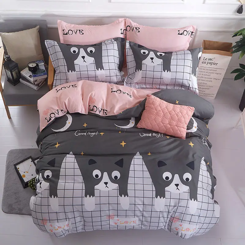 

Cartoon Cat 4pcs Girl Boy Kid Bed Cover Set Duvet Cover Adult Child Bed Sheets And Pillowcases Comforter Bedding Set 2TJ-61010