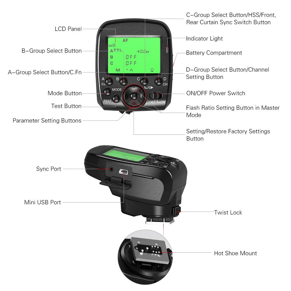 TRIOPO G1 двойной TTL беспроводной триггер с ЖК дисплеем scherm 1/8000 s HSS 2 4G|Фотовспышки| |