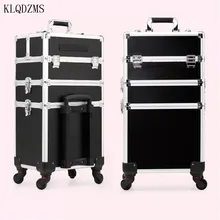KLQDZMS alta calidad mujer profesional caja de maquillaje carrito maleta cosmética gran capacidad equipaje de ruedas