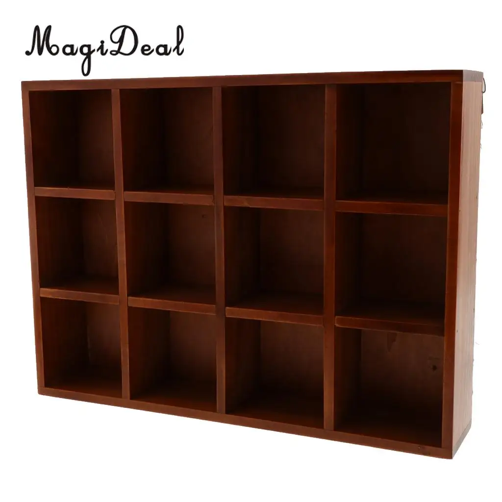 Rustic Wooden Wall Shelf Shadow Box Display Rack Shelf Storage Grid Cube Box for Home DIY Decoration, 40x30x7.8cm	