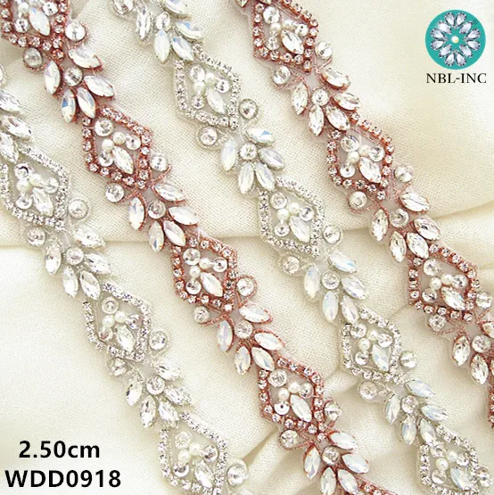 

(1 yard) Wedding dress trim bridal beaded rhinestone applique trim silver rose gold sew iron on for wedding dress WDD0918