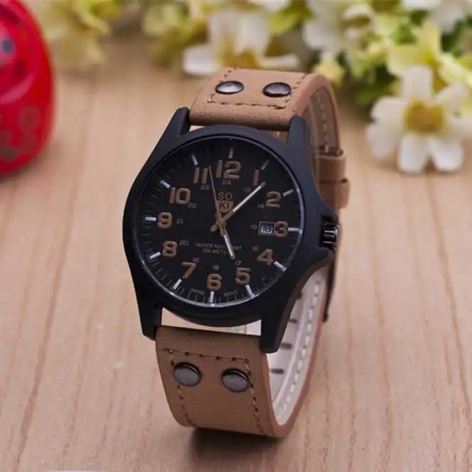 

Hot Sale Brand Sport Outdoor Military Amy Leather Cavas Belt Dress Quartz Wristwatch Hours Time for Men Boy