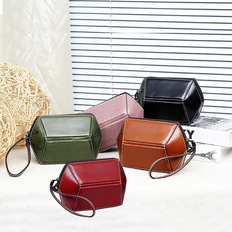 

New 2017 Fashion Women Messenger Bag Rhombus Shell Mini Totes Cow Leather Bag Big Capacity Versatile Shoulder Bag 5 Colors