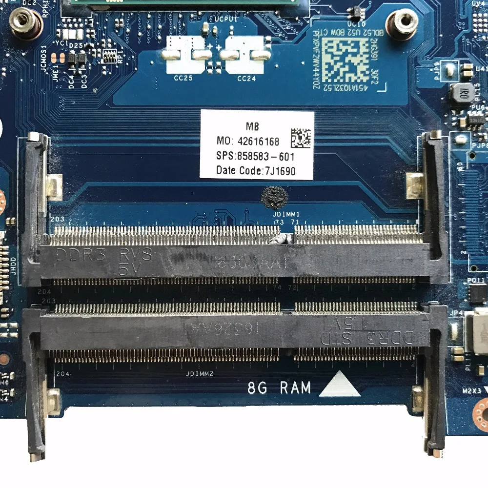 Для hp 250 G5 15-AC серии Материнская плата ноутбука 858583-601 858583-501 BDL50 LA-D703P i3-5005U DDR3 протестированы