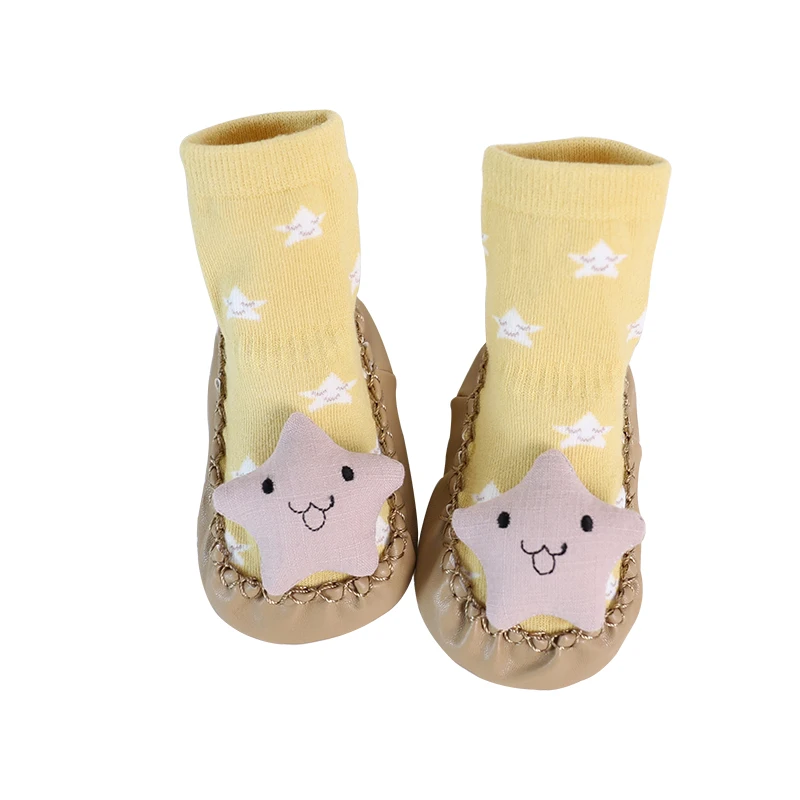 

2017 New Autumn Baby Socks Cartoon bBby Shoes Clound Star Raindrop Slip-resistant Toddler Socks Leather Sole Child Floor Socks