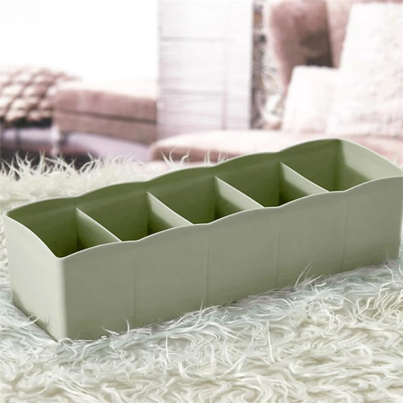 2018 new Fashion  5 Cells Plastic Organizer Storage Box Tie Bra Socks Drawer Cosmetic Divider Tidy Hot selling good qualityC020815