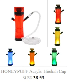 Honeypuff акрил кальян комплект с светодиодный светильник Портативный полный кальяна включают в себя Чичи чаша, наргиле, шланг