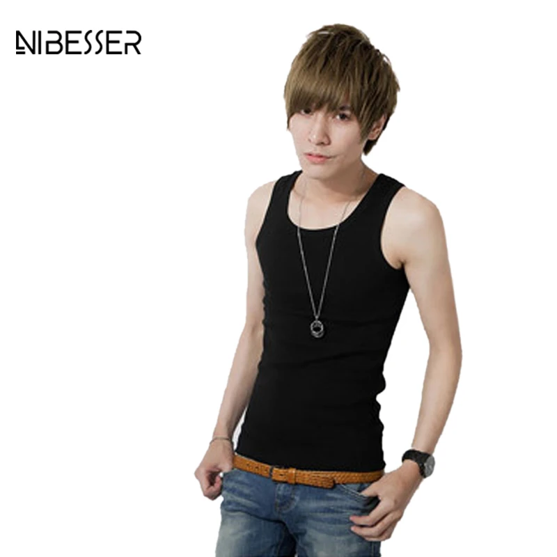 

2017 NIBESSER Summer Men Tank Tops O-Neck Solid Black White Breathable Quick Dry Casual Tank Tops Men Daily Clothing