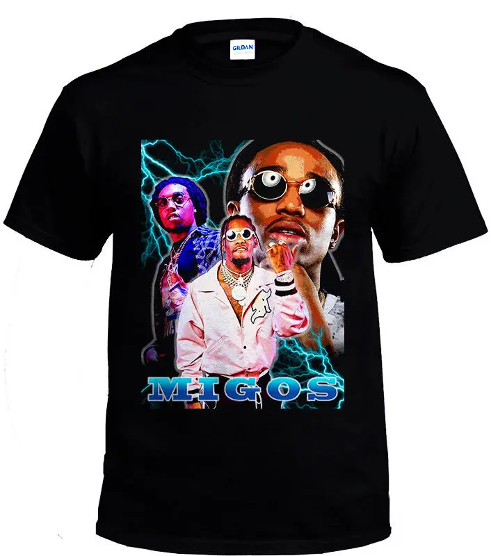 MIGOS 2018 Black T-shirt size S-3XL Short Sleeve Plus Size t-shirt funny 100% Cotton t shirt | Мужская одежда