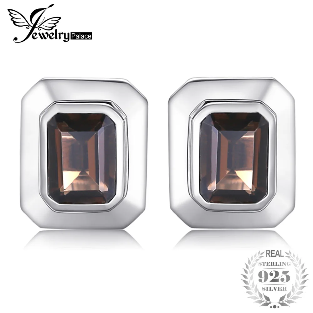 

4ct Smoky Quartz Wedding Cufflinks For Men Solid 925 Sterling Sliver 2015 NEW Unique Design