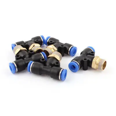 5 Pz Air Pneumatic 1/4Bsp Filo 6Mm One Touch Push In T Raccordi Misto Veloce